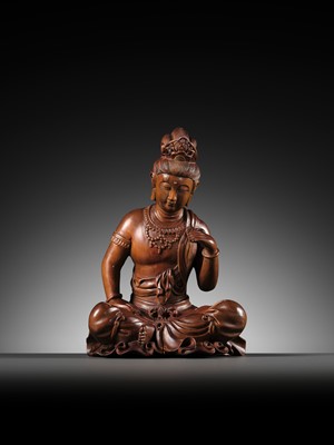 Lot 57 - A BOXWOOD FIGURE OF GUANYIN, 18TH-19TH CENTURY