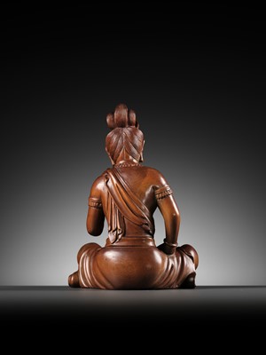 Lot 57 - A BOXWOOD FIGURE OF GUANYIN, 18TH-19TH CENTURY