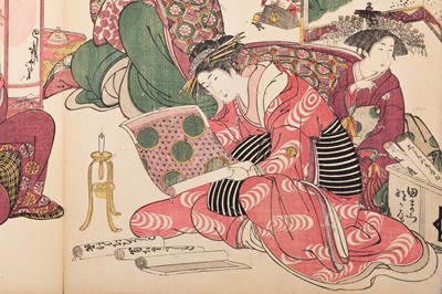 Lot 915 - KITAO MASANOBU: A DIPTYCH OF THE COURTESANS KOI MURASAKI AND HANA MURASAKI OF THE KADO TAMA HOUSE