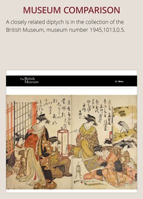 Lot 915 - KITAO MASANOBU: A DIPTYCH OF THE COURTESANS KOI MURASAKI AND HANA MURASAKI OF THE KADO TAMA HOUSE
