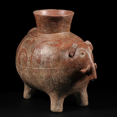 Lot 415 - A LARGE CEREMONIAL VESSEL IN THE FORM OF A CAPARISONED ELEPHANT, THAILAND, CIRCA 1400-2100 YEARS OLD