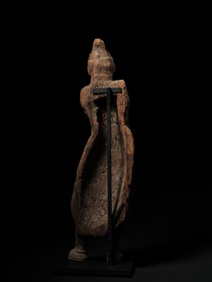 AN IMPORTANT AND VERY LARGE CYPRESS WOOD STATUE OF A HEAVENLY GENERAL, HEIAN PERIOD, THE DATING CONFIRMED BY A C14 TEST