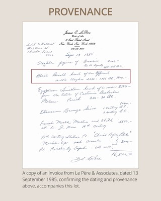 Lot 8 - AN EXPRESSIVE BLACK BASALT HEAD OF A MALE OFFICIAL, MIDDLE KINGDOM, DYNASTY XII-XIII