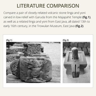Lot 225 - A RARE ANDESITE LINGA AND YONI, MAJAPAHIT EMPIRE, DATED 1372