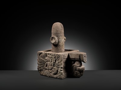 Lot 225 - A RARE ANDESITE LINGA AND YONI, MAJAPAHIT EMPIRE, DATED 1372