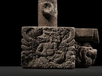 Lot 225 - A RARE ANDESITE LINGA AND YONI, MAJAPAHIT EMPIRE, DATED 1372