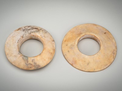 Lot 1704 - A PAIR OF JADE DISCS, NEOLITHIC PERIOD