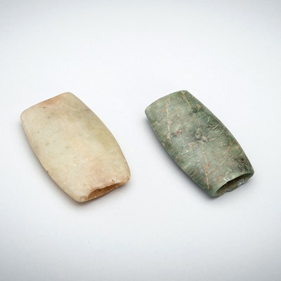 TWO ANCIENT JADE BEADS