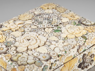 Lot 248 - MASAMITSU: A FINE MOTHER OF PEARL-INLAID LACQUER KOBAKO WITH ‘MILLEFLEUR’ MOTIF