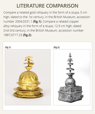 Lot 176 - AN EXTREMELY RARE SILVER REPOUSSÉ ‘THOUSAND BUDDHA’ RELIQUARY STUPA, ANCIENT REGION OF GANDHARA