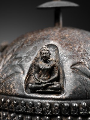 Lot 176 - AN EXTREMELY RARE SILVER REPOUSSÉ ‘THOUSAND BUDDHA’ RELIQUARY STUPA, ANCIENT REGION OF GANDHARA