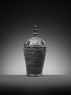 Lot 176 - AN EXTREMELY RARE SILVER REPOUSSÉ ‘THOUSAND BUDDHA’ RELIQUARY STUPA, ANCIENT REGION OF GANDHARA