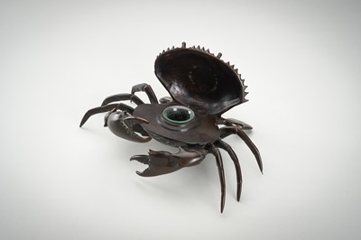 A RARE BRONZE 'JAPONISME' INKWELL IN THE FORM OF A CRAB