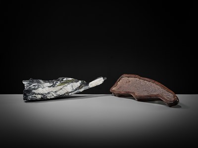 Lot 162 - A XUANSHI STONE ‘SNOW PEAK’ SCHOLAR’S ROCK, SUISEKI