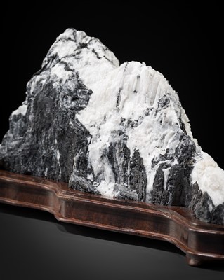 Lot 162 - A XUANSHI STONE ‘SNOW PEAK’ SCHOLAR’S ROCK, SUISEKI