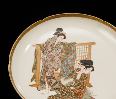 Lot 209 - KIZAN FOR THE YASUDA COMPANY: A SATSUMA DISH DEPICTING BEAUTIES