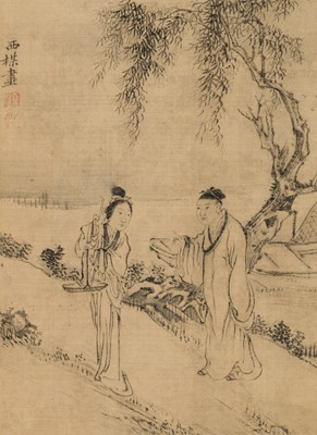 Lot 506 - AN ALBUM WITH 7 “SCHOLARS” PAINTINGS BY GU LUO (1763-1837), DATED 1837