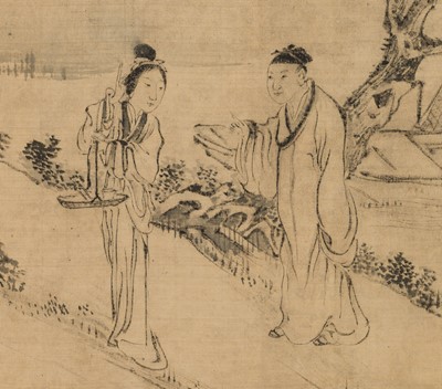 Lot 506 - AN ALBUM WITH 7 “SCHOLARS” PAINTINGS BY GU LUO (1763-1837), DATED 1837