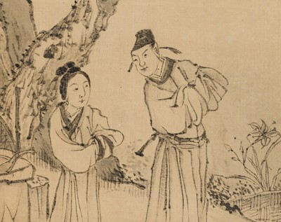 Lot 506 - AN ALBUM WITH 7 “SCHOLARS” PAINTINGS BY GU LUO (1763-1837), DATED 1837