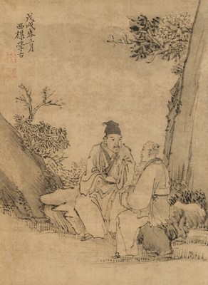 Lot 506 - AN ALBUM WITH 7 “SCHOLARS” PAINTINGS BY GU LUO (1763-1837), DATED 1837