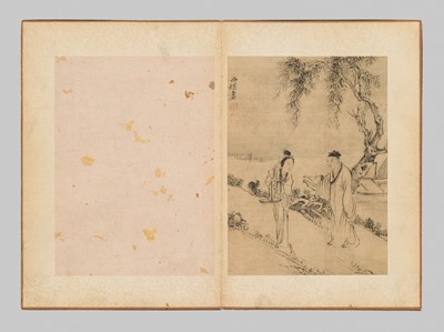 Lot 506 - AN ALBUM WITH 7 “SCHOLARS” PAINTINGS BY GU LUO (1763-1837), DATED 1837