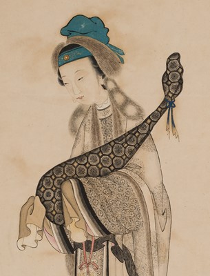 Lot 507 - ‘LADY WITH PIPA’, BY GU LUO (1763-1837)