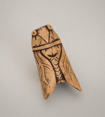 Lot 1255 - AN ANTLER NETSUKE OF A CICADA