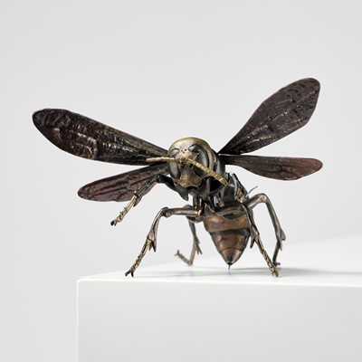 Lot 83 - MITSUTA HARUO: A SUPERB MIXED-METAL JIZAI OKIMONO OF A GIANT HORNET