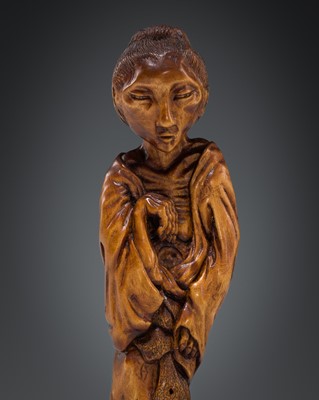 Lot 557 - NIKITA STRUKOV: A CONTEMPORARY WOOD NETSUKE OF OIWA