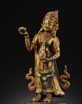 Lot 311 - A RARE GILT-BRONZE FIGURE OF NAIRATMYA, NEPAL, MALLA PERIOD, 14TH-15TH CENTURY