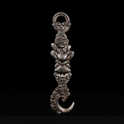 Lot 297 - A ‘DAKINI AND CHITIPATI’ RITUAL HOOK, PROBABLY MADE FROM METEORIC IRON