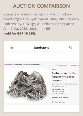 Lot 56 - A FINE SILVER AND ENAMEL OKIMONO OF A DRAGON