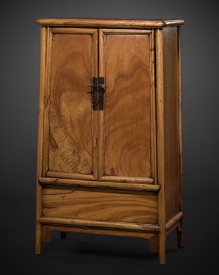 Lot 107 - A YUMU ROUND-CORNER CABINET, YUANJIAOGUI, 18TH-19TH CENTURY