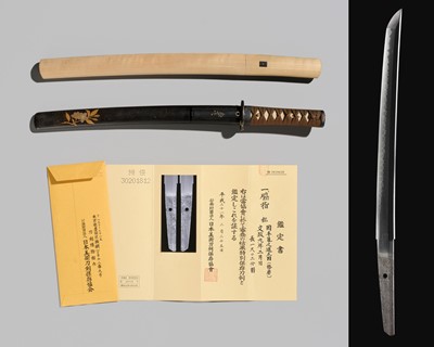 Lot 123 - MASAKUNI: A WAKIZASHI IN SUPERB KOSHIRAE, DATED 1826, WITH NBTHK TOKUBETSU HOZON TOKEN CERTIFICATE