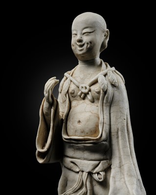 Lot 249 - A RARE UNGLAZED FIGURE OF A DAOIST SAGE, SOUTHERN SONG DYNASTY