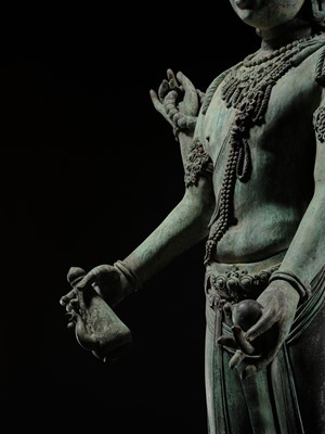 Lot 38 - A COLOSSAL (3.5 METERS HIGH) BRONZE STATUE OF AVALOKITESHVARA, SRIVIJAYA KINGDOM STYLE, CIRCA 18TH-19TH CENTURY OR EARLIER