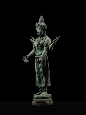 Lot 38 - A COLOSSAL (3.5 METERS HIGH) BRONZE STATUE OF AVALOKITESHVARA, SRIVIJAYA KINGDOM STYLE, CIRCA 18TH-19TH CENTURY OR EARLIER
