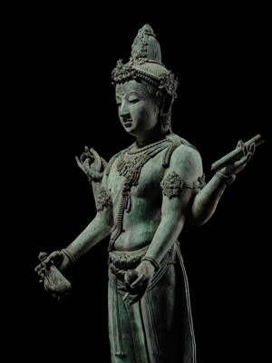 Lot 38 - A COLOSSAL (3.5 METERS HIGH) BRONZE STATUE OF AVALOKITESHVARA, SRIVIJAYA KINGDOM STYLE, CIRCA 18TH-19TH CENTURY OR EARLIER