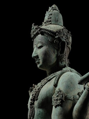 Lot 38 - A COLOSSAL (3.5 METERS HIGH) BRONZE STATUE OF AVALOKITESHVARA, SRIVIJAYA KINGDOM STYLE, CIRCA 18TH-19TH CENTURY OR EARLIER