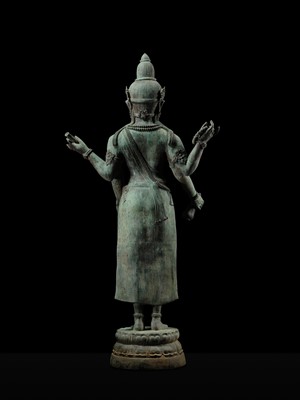 Lot 38 - A COLOSSAL (3.5 METERS HIGH) BRONZE STATUE OF AVALOKITESHVARA, SRIVIJAYA KINGDOM STYLE, CIRCA 18TH-19TH CENTURY OR EARLIER