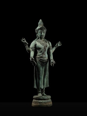 Lot 38 - A COLOSSAL (3.5 METERS HIGH) BRONZE STATUE OF AVALOKITESHVARA, SRIVIJAYA KINGDOM STYLE, CIRCA 18TH-19TH CENTURY OR EARLIER