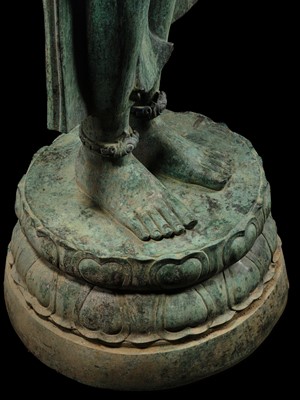 Lot 38 - A COLOSSAL (3.5 METERS HIGH) BRONZE STATUE OF AVALOKITESHVARA, SRIVIJAYA KINGDOM STYLE, CIRCA 18TH-19TH CENTURY OR EARLIER