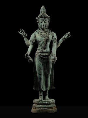 Lot 38 - A COLOSSAL (3.5 METERS HIGH) BRONZE STATUE OF AVALOKITESHVARA, SRIVIJAYA KINGDOM STYLE, CIRCA 18TH-19TH CENTURY OR EARLIER
