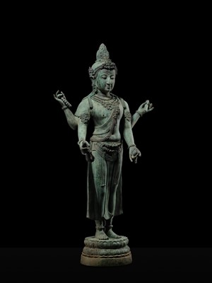 Lot 38 - A COLOSSAL (3.5 METERS HIGH) BRONZE STATUE OF AVALOKITESHVARA, SRIVIJAYA KINGDOM STYLE, CIRCA 18TH-19TH CENTURY OR EARLIER
