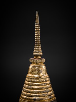 Lot 46 - A LARGE AND MASSIVE GILT-LACQUERED BRONZE STUPA, THAILAND, 16TH CENTURY OR LATER