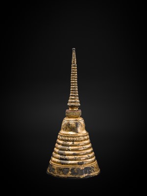 Lot 46 - A LARGE AND MASSIVE GILT-LACQUERED BRONZE STUPA, THAILAND, 16TH CENTURY OR LATER