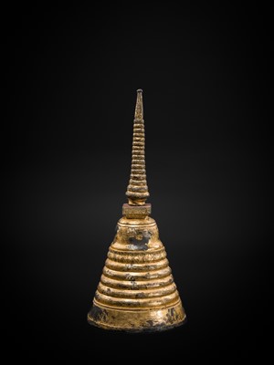 Lot 46 - A LARGE AND MASSIVE GILT-LACQUERED BRONZE STUPA, THAILAND, 16TH CENTURY OR LATER
