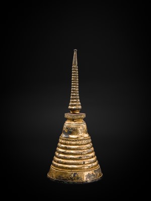 Lot 46 - A LARGE AND MASSIVE GILT-LACQUERED BRONZE STUPA, THAILAND, 16TH CENTURY OR LATER