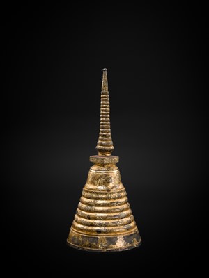 Lot 46 - A LARGE AND MASSIVE GILT-LACQUERED BRONZE STUPA, THAILAND, 16TH CENTURY OR LATER
