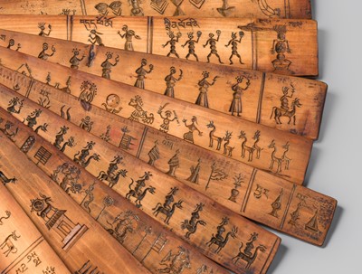 Lot 125 - A GROUP OF FIFTEEN WOOD TORPAR, TIBET, 19TH CENTURY